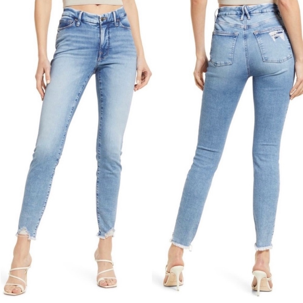 NAME YOUR PRICE • GOOD AMERICAN Good Legs Indigo Raw Hem Skinny Jeans Size 14/32